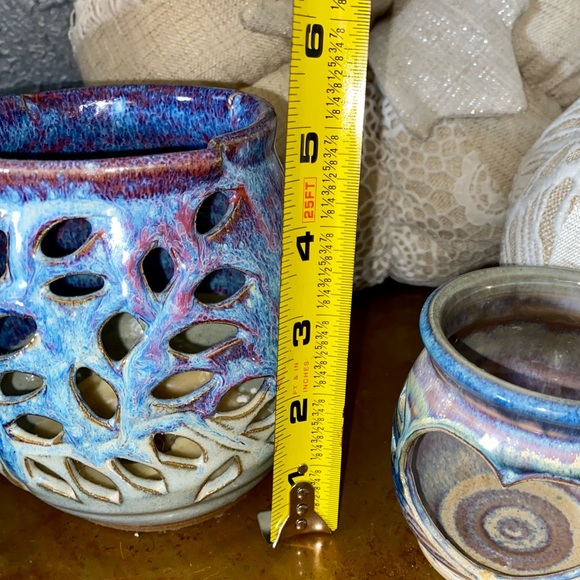 TWO BEAUTIFUL HANDMADE CERAMIC CANDLE HOLDERS - LIKE NEW - Picture 9 of 16